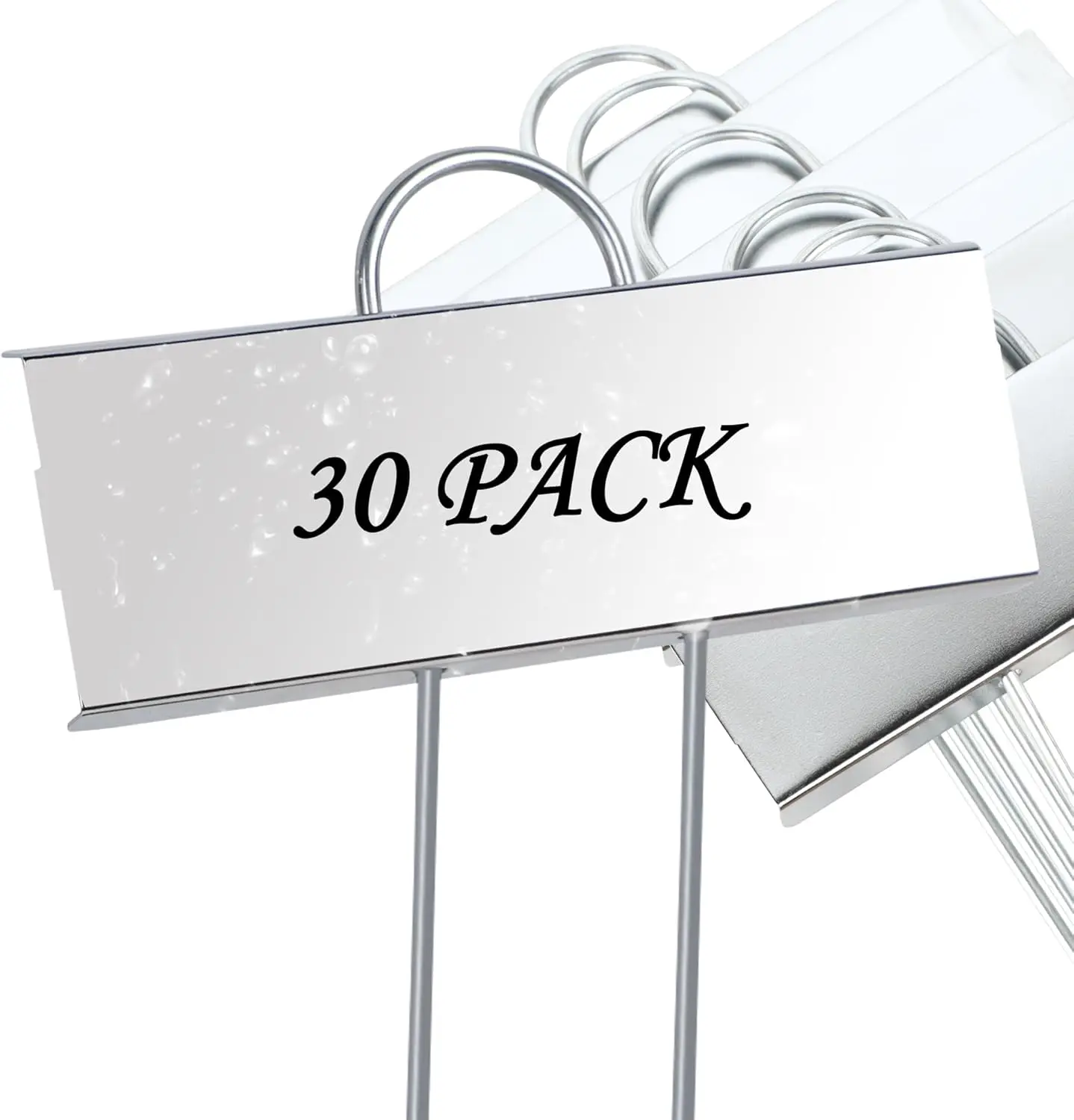 

Набор из 30 всепогодных садовых маркеров-колышков, многоразовые металлические этикетки для растений, серебристые