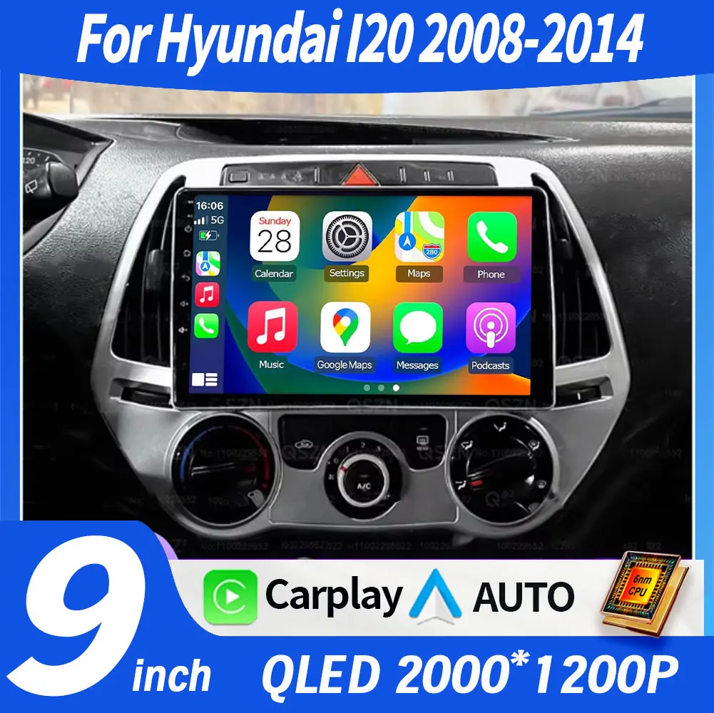 Android 15 Carplay Auto Multimedia Player Car Radio For Hyundai I20 2010 2012 2013 2014 DSP Autoradio GPS Stereo 2din Head Unit