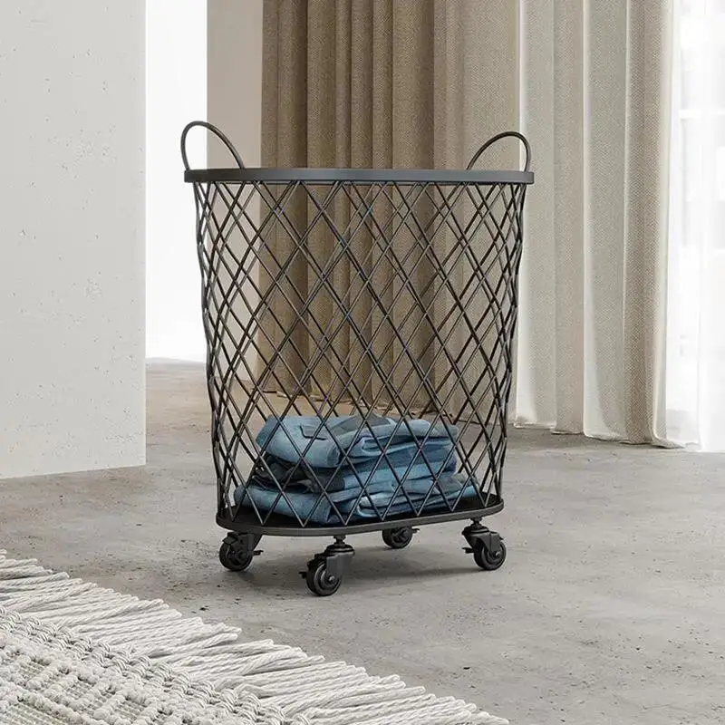 Nordic Iron Art Laundry Basket Ins-Style Bathroom Storage Bin Multi-Purpose Toy Organizer Durable Garbage Holder
