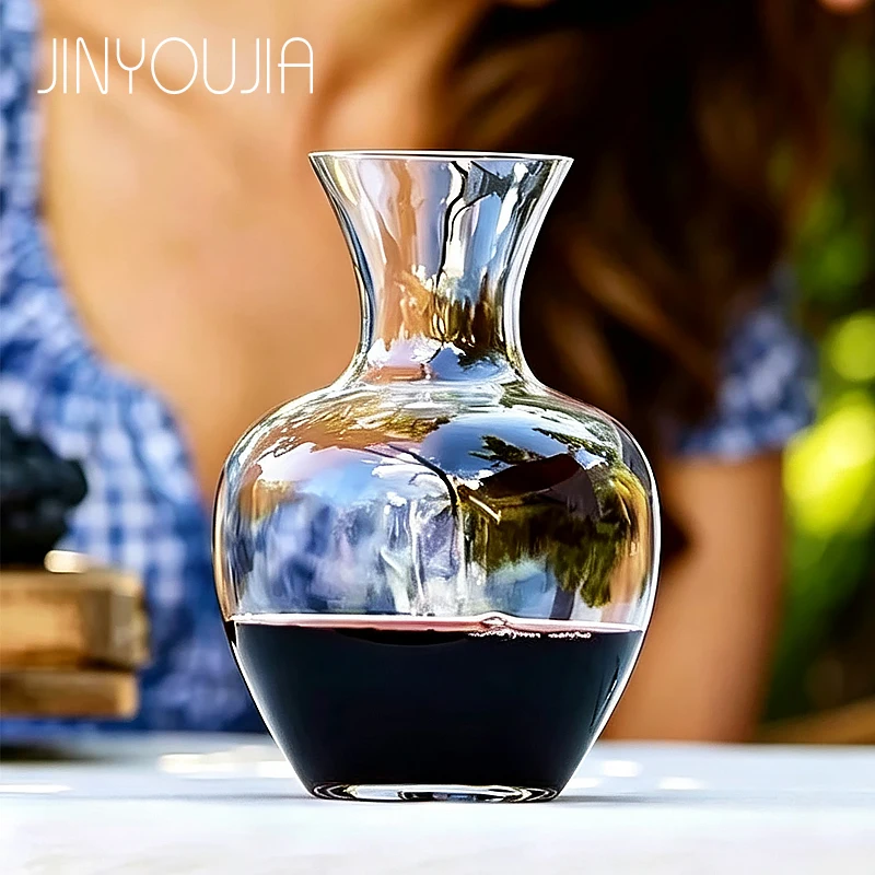JINYOUJIA 1500ml Large Capacity Apple Decanter Crystal Glass Handmade Premium Quality RIEDEL Style Wine Decanter Can Dishwasher