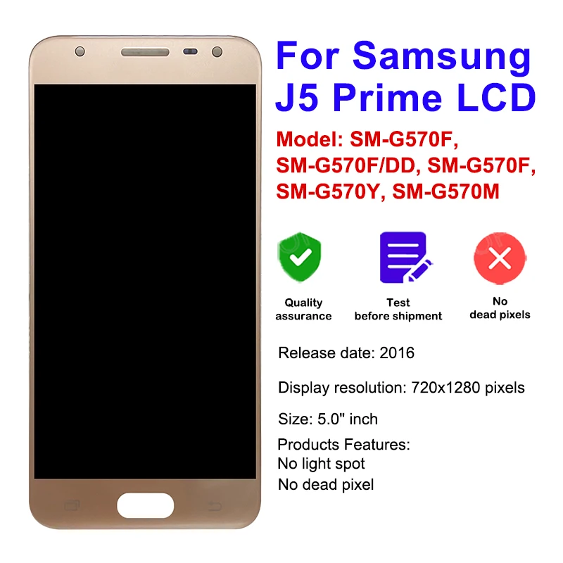 5.0\'\' LCD For Samsung Galaxy J5 Prime G570 Display Touch Screen G570F G570M G570F/DS igitizer Assembly Replacement with Tools