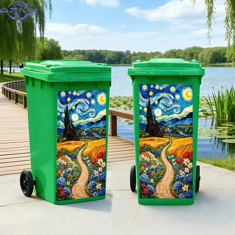 []Trash Can Sticker[Title Translated, Do Not Change] Starry Night Floral Path Theme Design Wall Sticker Self-Adhesive Wallpape