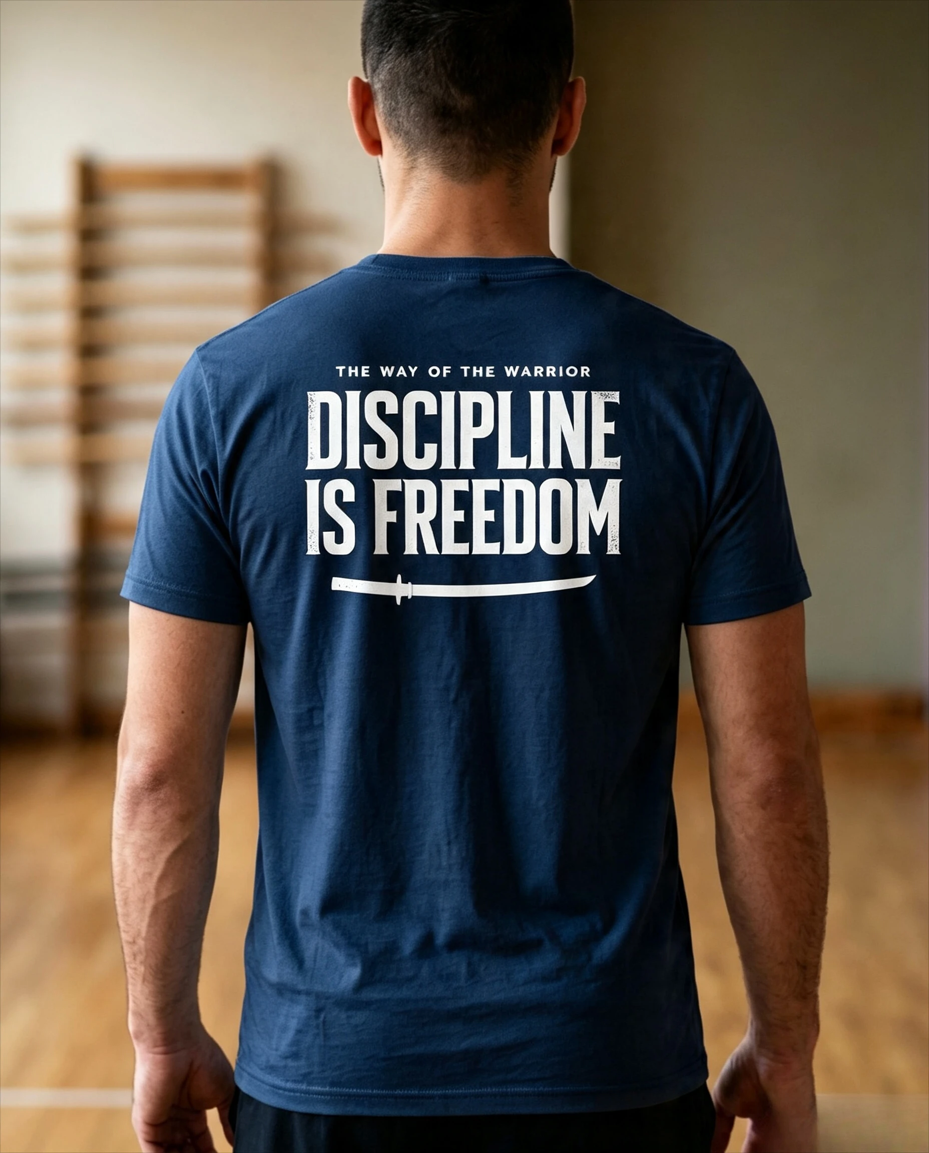 Samurai Shirt | Discipline Mindset Gift for Him Back Print Tee  Motivational Warrior Stoic Katana Gym Tee Martial Arts Gift Idea