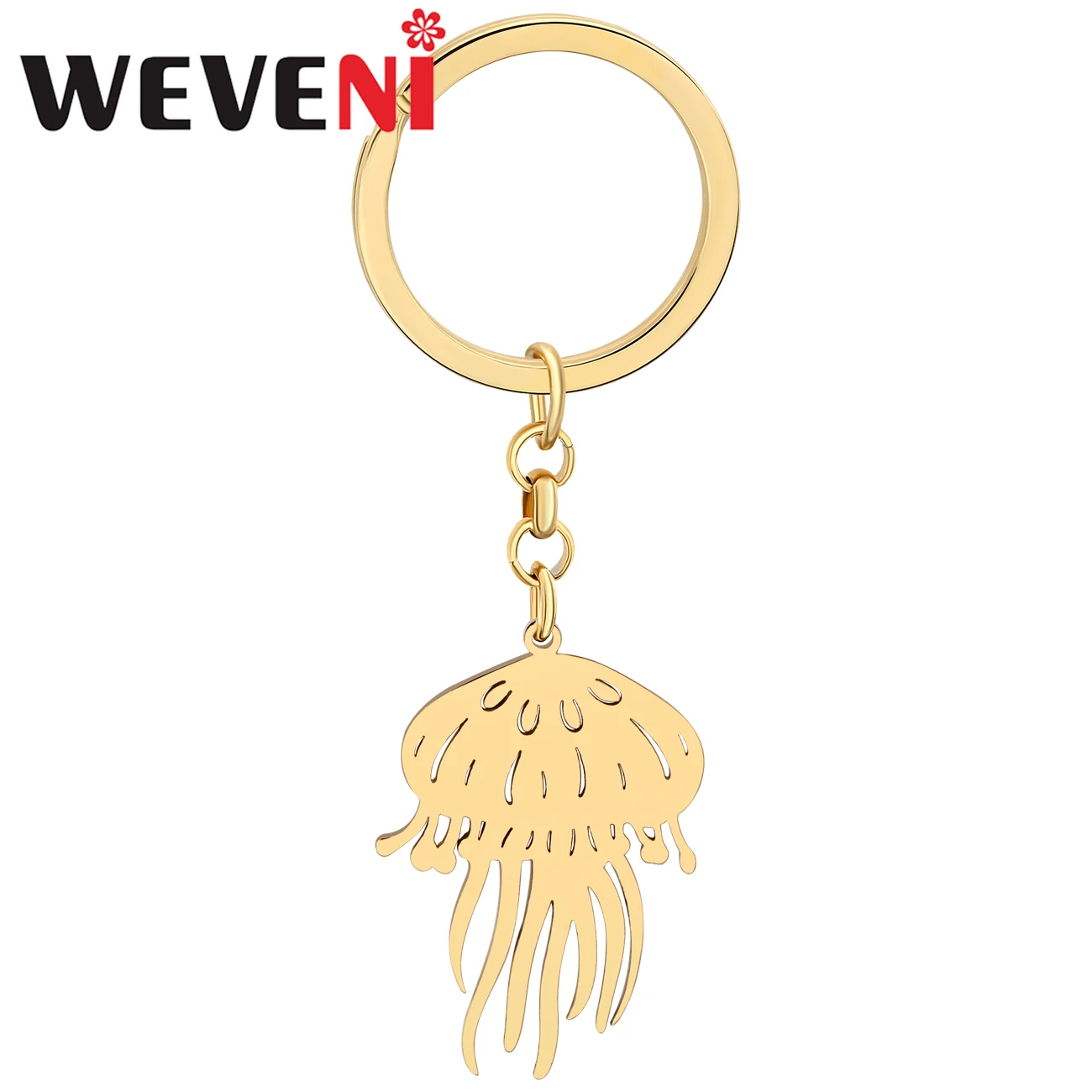 

WEVENI нержавеющая сталь 18 К золото посеребренный брелок в виде медузы океанские животные брелок новинка ювелирные изделия для женщин кошелек рюкзак