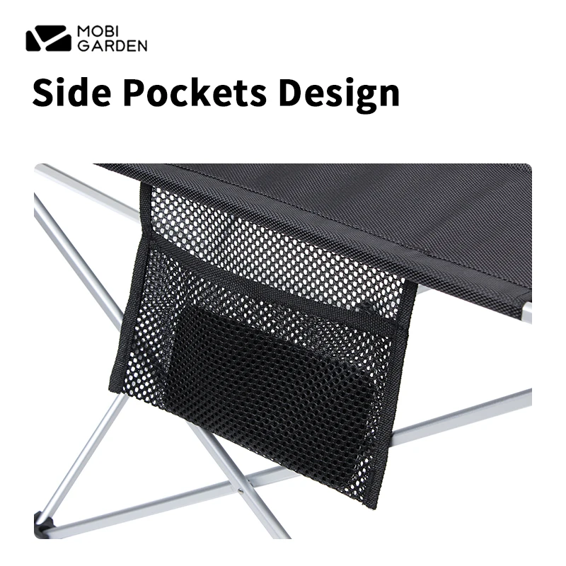 

MOBI GARDEN Outdoor Folding Table Portable Ultralight Oxford Cloth Aluminum Bracket Table With Side Pocket Picnic Camping Table