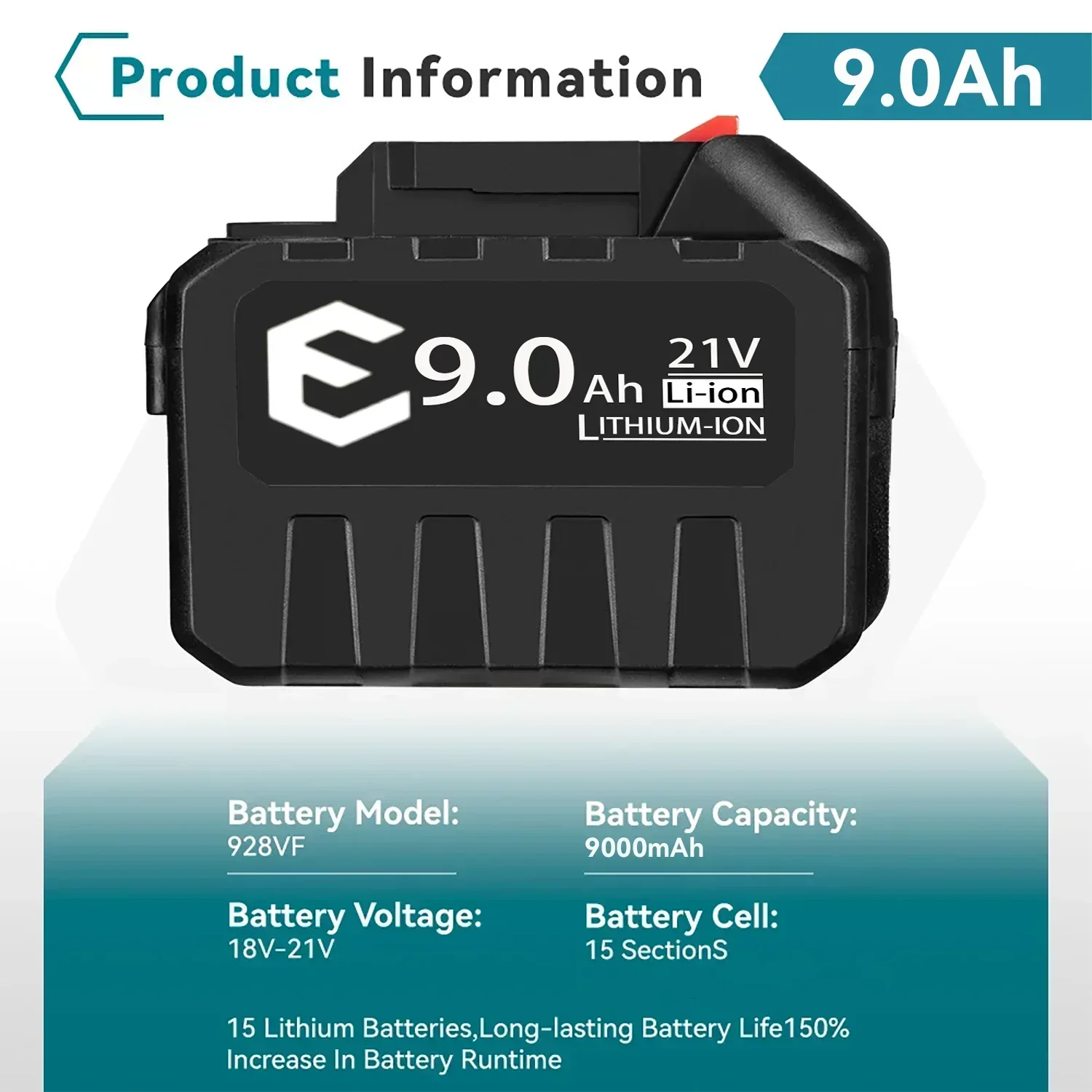 Baterie Makita 21V 6000mAh, 5S2P 18650 článků, ochrana proti přetížení, rychlé nabíjení, kompatibilní s vrtačkou/šroubovákem, certifikovaná bezpečnost - náhled 4