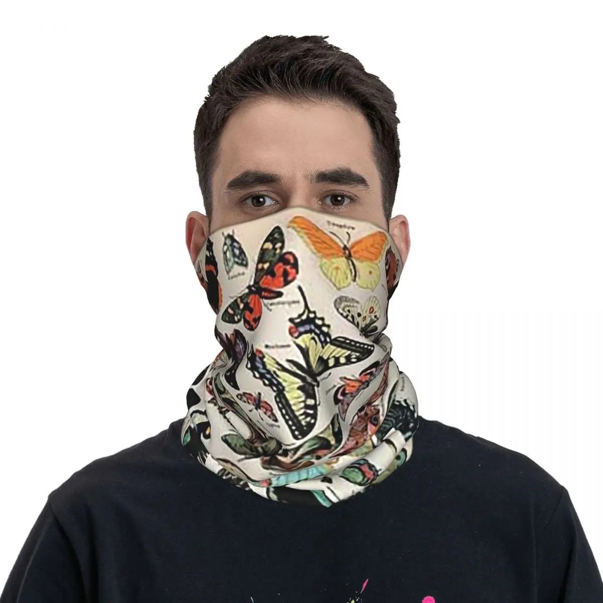 Adolphe Millot Papillons pour tous Bandana Neck Cover Printed Magic Scarf Multifunction Cycling Scarf Hiking Fishing Washable