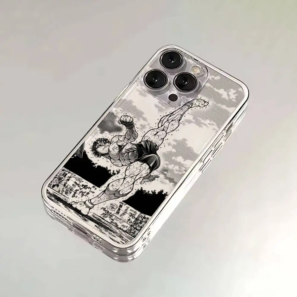 حافظة هاتف هزلية H-Hanma Baki لهواتف iPhone 16,15,14,13,12,11,17 Pro,Max,Plus,X,XS,XR,SE,غطاء ناعم شفاف صغير #6