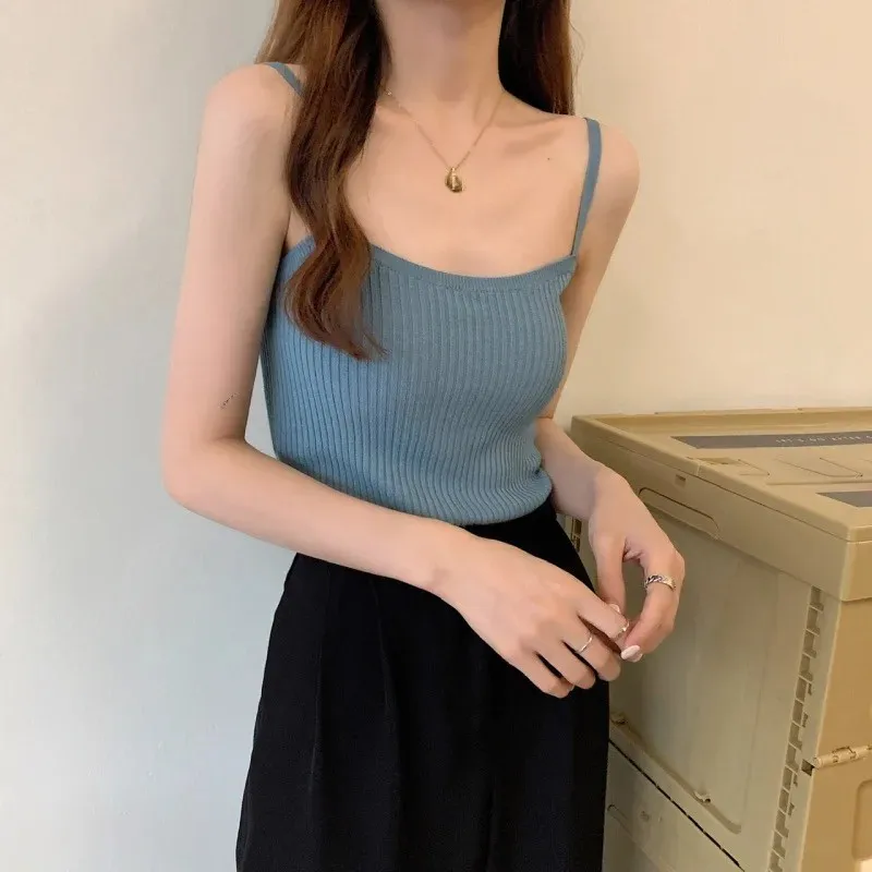 

Plus Size Women's Knitted Slim Fit Tank Top Inner Wear Vest Big MM Apparent Thinning 200 Catties Fashionable And Elegant