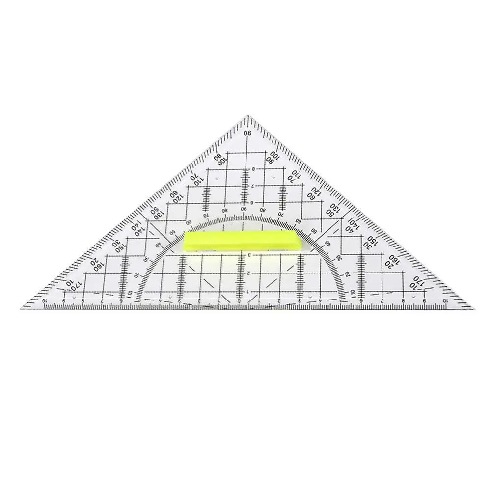 Multi-function Plastic Set Square Transparent With Handle Triangle Ruler Geometry Drafting Tools Scale Ruler School Office