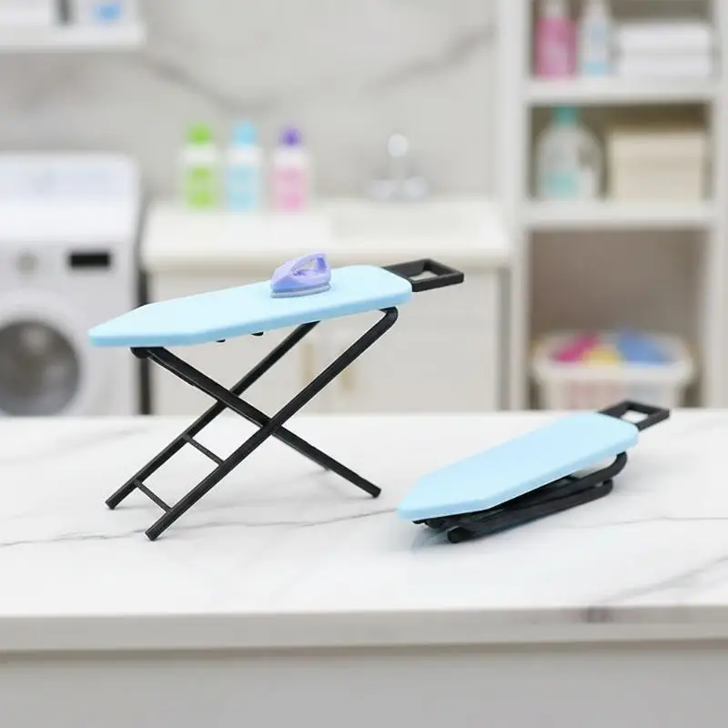 1:12 Dollhouse Miniature Furniture Ironing Board Scene Set Doll House Home Decor Toy Accessories