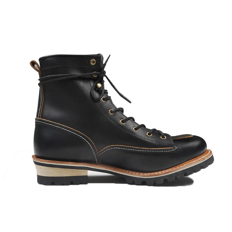 P0001 Work Boots for MenCombat Boots Street Style Outdoor  Vintage Non-Slip Thick Sole  Retro  Male Fashion