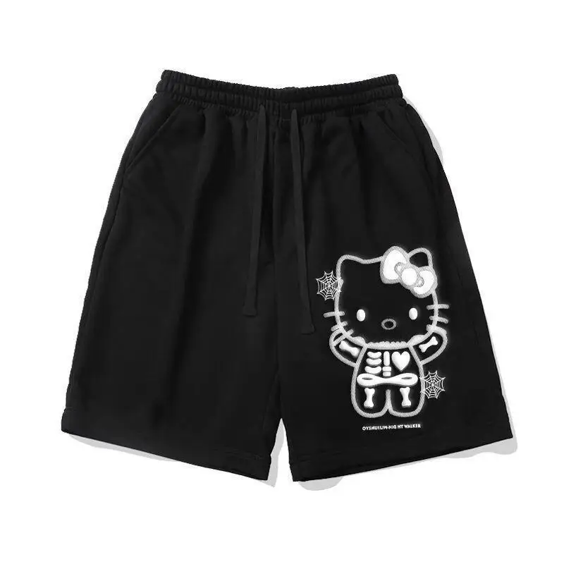 

Sanrios Hello Kittys Shorts Lightweight Summer Fabric for Men and Women Summer Casual Wear Loose Fit Wide Leg New Style Fashion