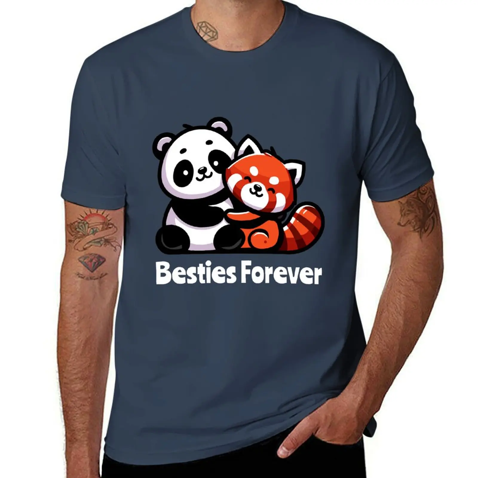 Lovely Pandas, Panda and Red Panda Besties T-Shirt t shirt man plain man t shirts high quality luxury brand anime tshirt T-Shirt