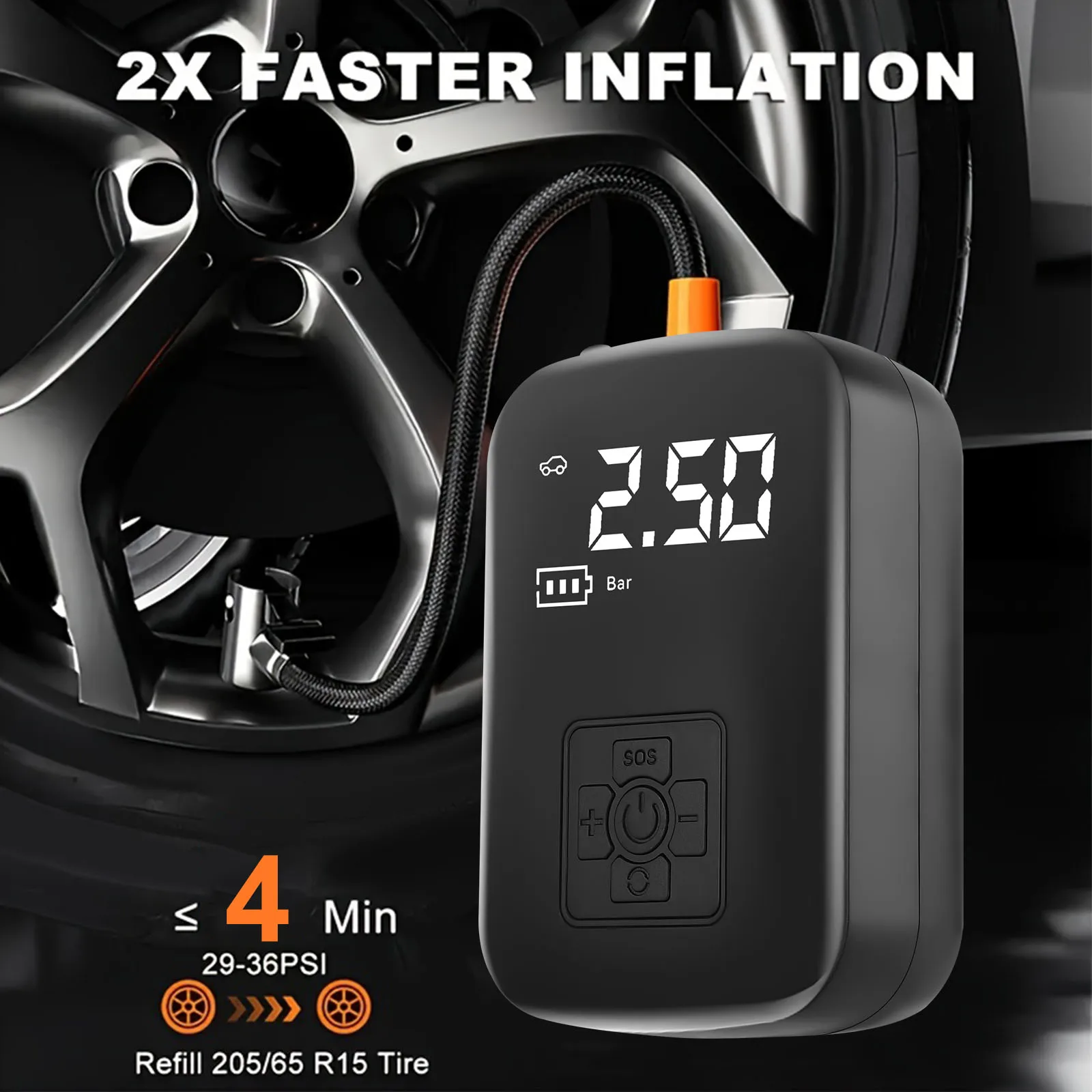 Mini Car Electric Air Pump Portable Wireless Charge Car Pump Tire Inflator Air Compressor Suitable for Car Motorcycle Bike Ball