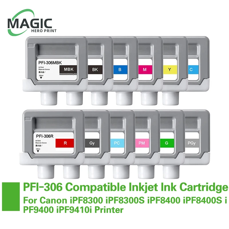 PFI-306 330ML Compatible Inkjet Ink Cartridge With Full Ink For Canon iPF8300 iPF8300S iPF8400 iPF8400S iPF9400 iPF9410i Printer