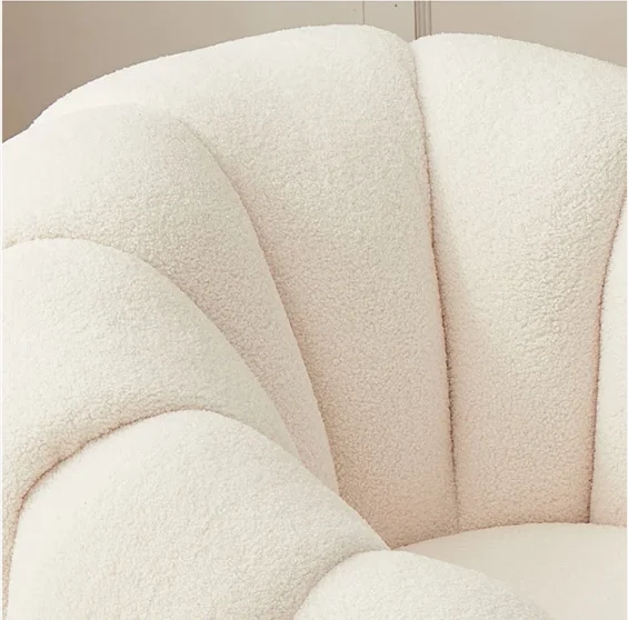  Living Room Armchair, Lazy Pumpki Sofa, Lamb Plush, Single Sofa, White, Pink and Gray, Light Luxury Bedroom Small Sofa