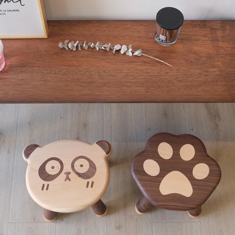 Cat's Claw Small Bench, Household Wooden Bench, Small Cartoon Stool, Low Stool, Terrace Children's Desktop Stool