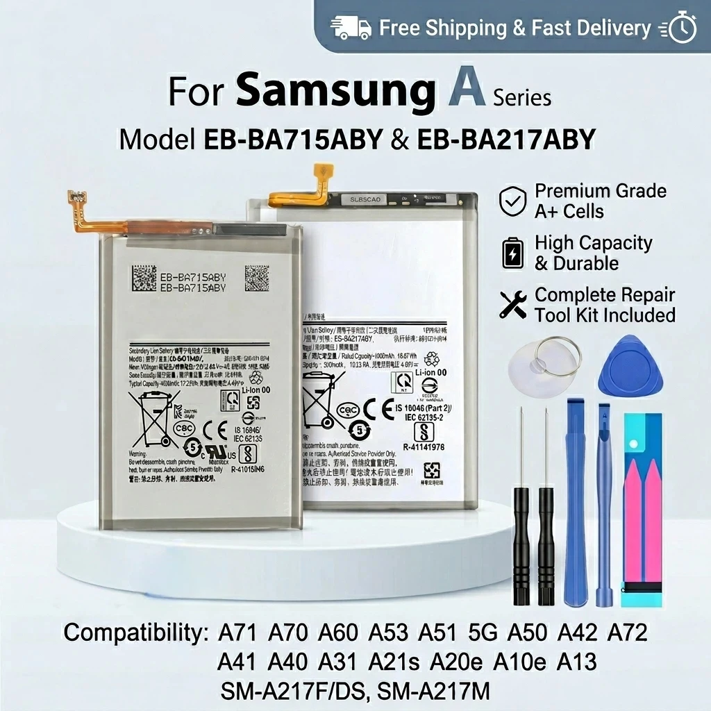 

Original Capacity Battery For Samsung Galaxy A53 A51 A71 A70 A50 A33 A13 A72 5G Replacement Accumulator