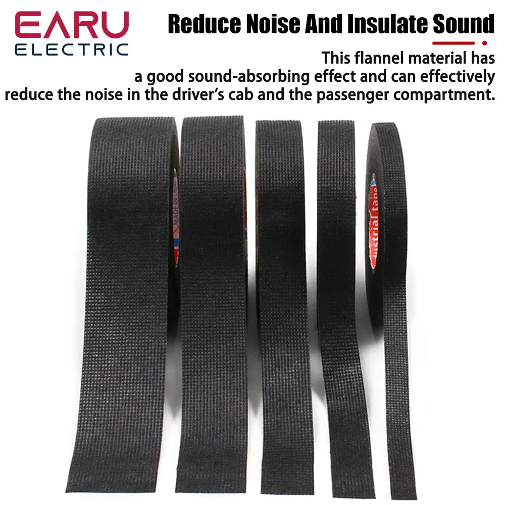 1pc Heat-resistant Adhesive Cloth Fabric Tape For Car Auto Cable Harness Wiring Loom Protection Width 9/15/19/25/32MM Length 15M