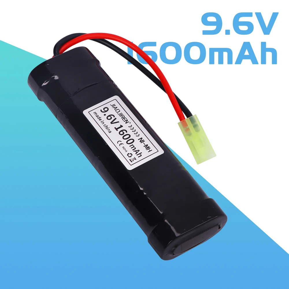 9.6V 8S 2/3A 1600mAh NiMH Flat Battery Pack and Charger for Airsoft Guns Mini AK series or modified AEG's 9.6v Battery Tamiya