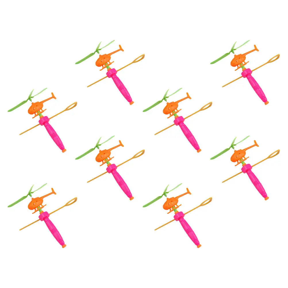 8pcs Pull-String Helicopter Toys for Kids – Durable Plastic Flying Airplanes, Fun Educational Gift & Party Favor