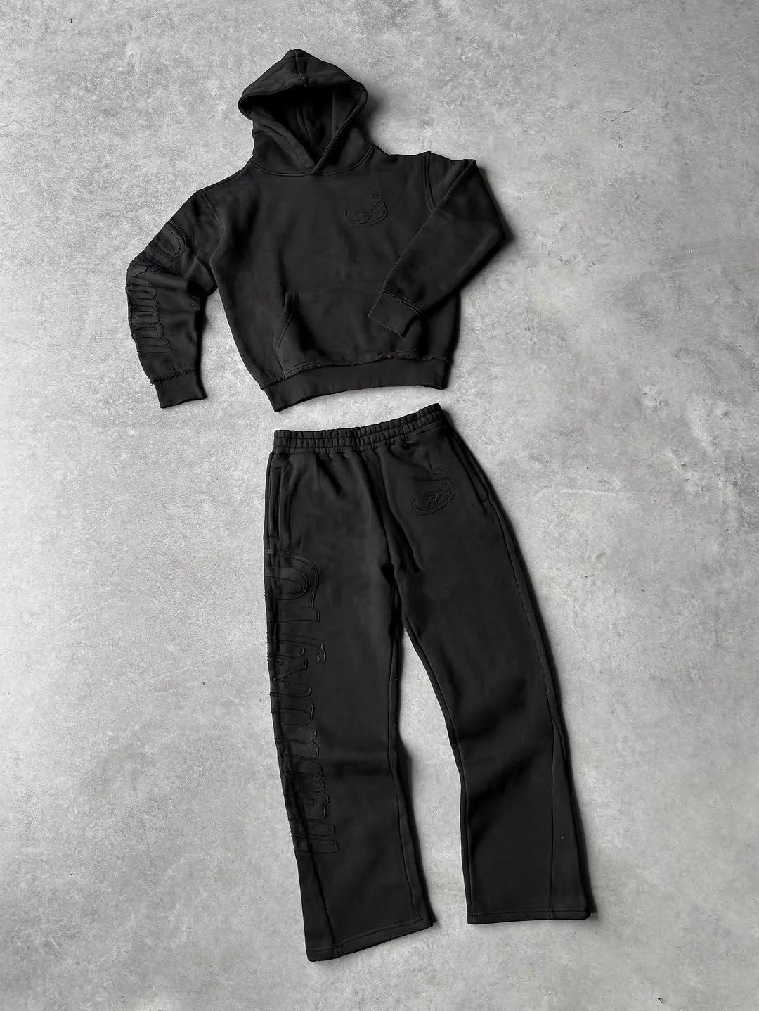 Street trend patchwork men's and women's suit autumn and winter new hooded sweatshirt casual straight leg pants