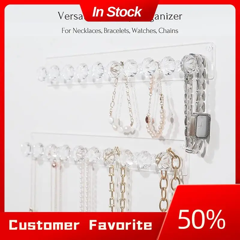 

AT03 Top 4-Pack Acrylic Necklace Holder-Wall Mounted Jewelry Organizer With Hooks For Necklaces,Chains,Pendants, Statement Piece