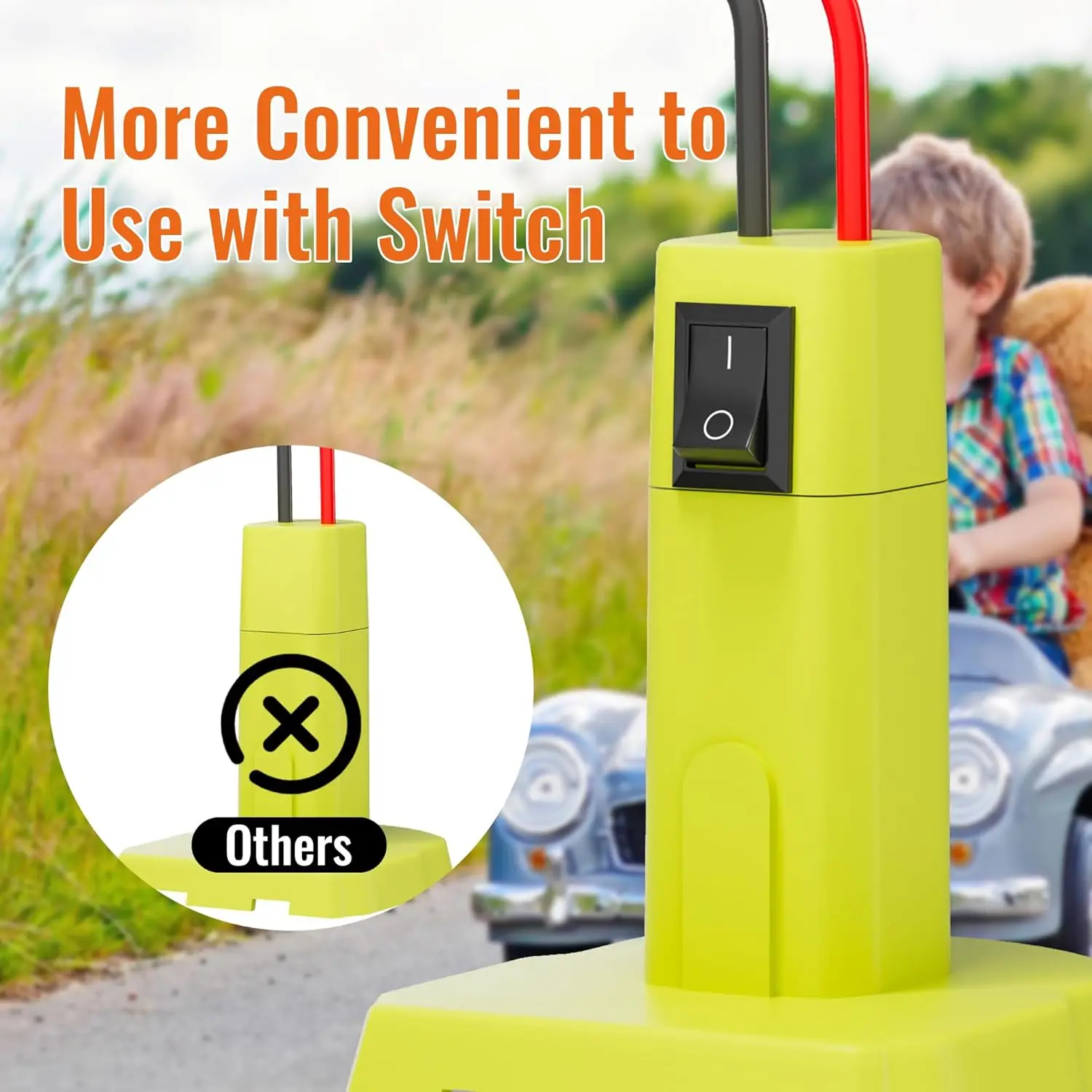 Power Wheels Adapter for Ryobi 18V Battery with Fuse Switch DIY Battery Adapter Connector for Ryobi 18V Nimh/Nicd/Li-ion Battery