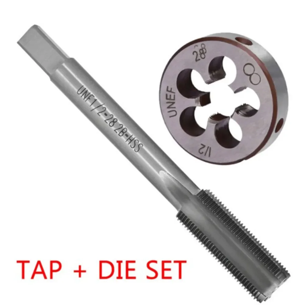 1/2-28 Tap 1/2x28 Die TPI Kit UNEF HSS Right Hand Tools Tap and die set Titanium Nitride Coated Taps & Die Anti-Rust 1/2 28
