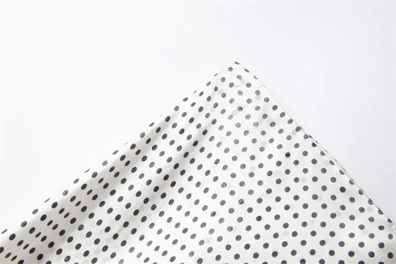 Heavy Weight 100% Natural Mulberry Silk Satin Women's High Waist Slim Fit White Polka Dot Wrap Hip Commuting Fishtail Skirt