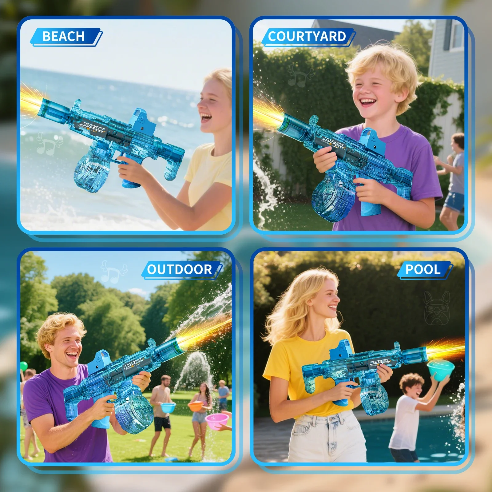 Pistolet à eau électrique de tir et de recul simulé, jouets pour enfants, capteur automatique, lumières, pistolet à eau, plage en plein air, jouet pour enfants, cadeau