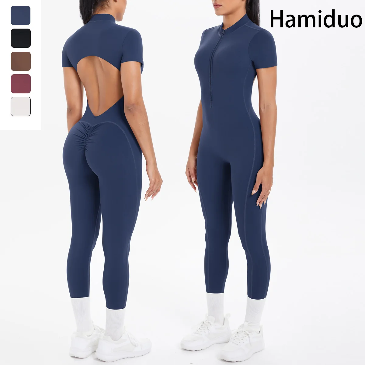 

Цельный однотонный женский боди, высокопрочные комбинезоны для тренировок, пуш-ап, тренажерный зал, спортивная одежда для фитнеса, комбинезоны на полумолнии, комплект для йоги