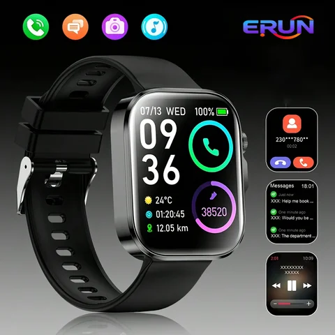 New Sports Men'S Smart Watch, Smartwatch (Make/Receive Calls), APP Message Sync Alerts, Remote Camera Control, Sedentary Reminder, Music Playback, Weather Display, Voice Assistant, Find My Phone, Durable Smart Watch for Iphone/Android