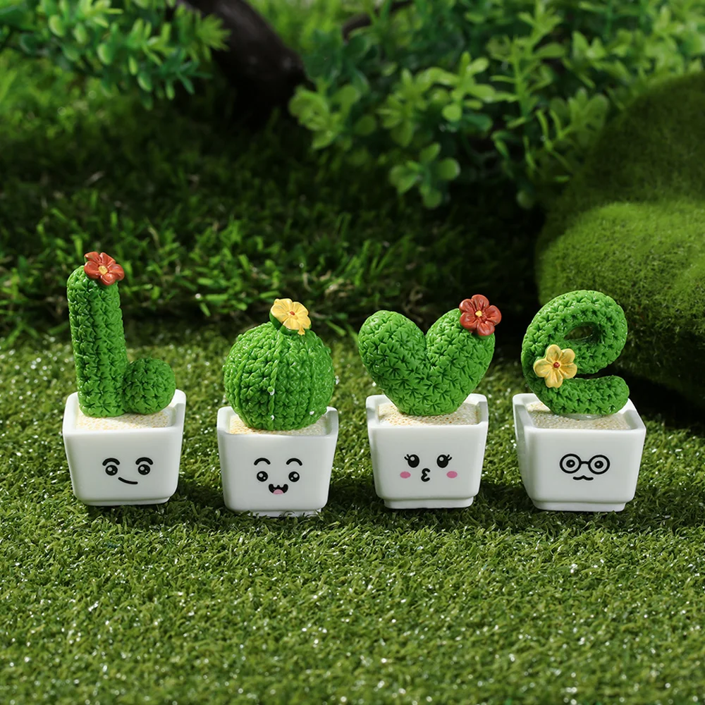 Crafts Mini Sculpture Fairy Garden Micro Ornaments Micro Landscape Figurine Cactus Flower Figurines Cactus Miniatures