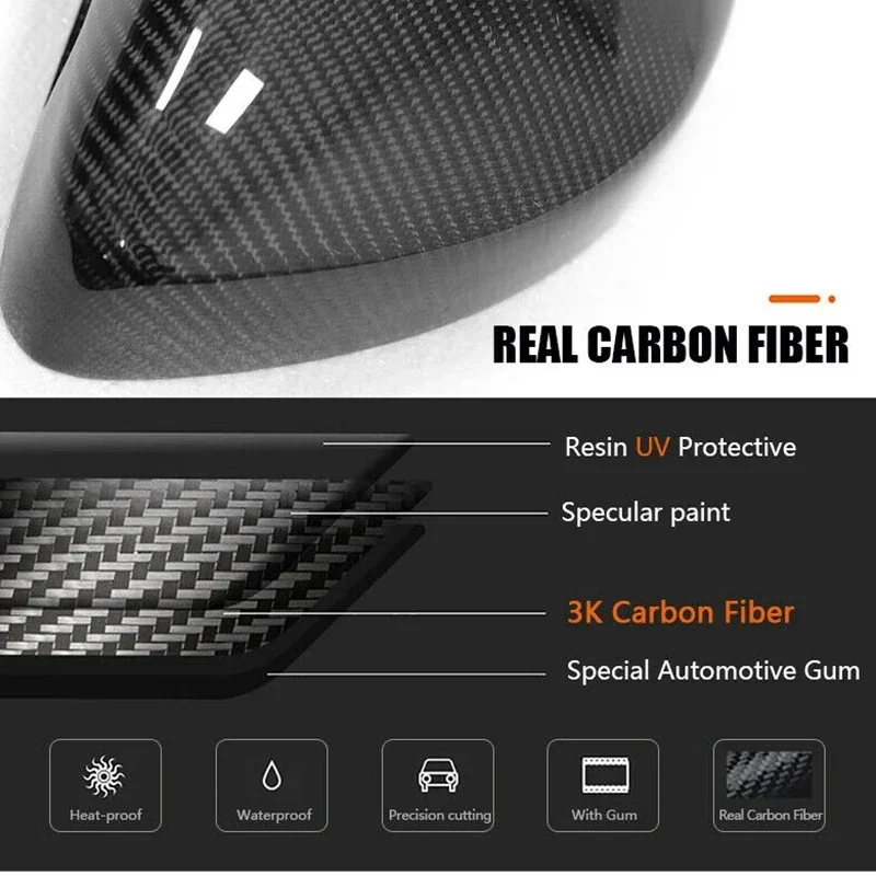 Real Carbon Fiber For Land Rover Discovery Sport Jaguar F-Pace 2015-2018 Car Rear View Side Mirror Covers Caps Wing