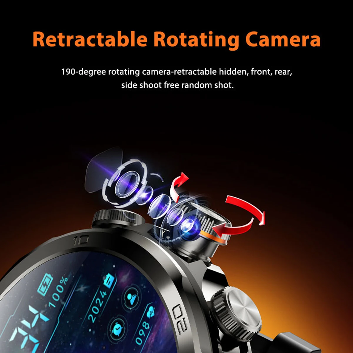 1.95 Large AMOLED Screen For 4G Full Netcom Global Calling Smart Watch With Rotary Camera Display GPS WIFI