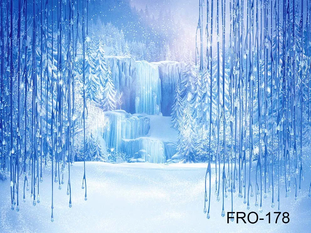 Winter Frozen Castle Backdrop Snow Wonderland Landscape Portrait Photo Background Decor Merry Christmas Photography Studio Props