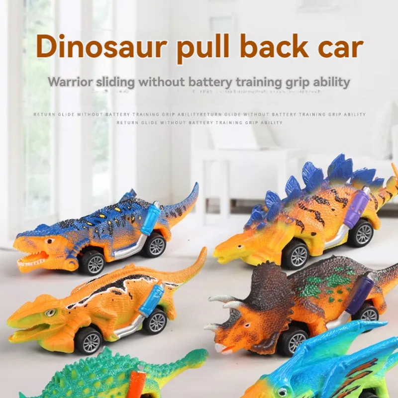 Mini Dinosaur T-Rex Coches de carreras retroceso - Vehículos de juguete divertidos para niños - Coches coloridos con temática de dinosaurio y coches de carreras con realista