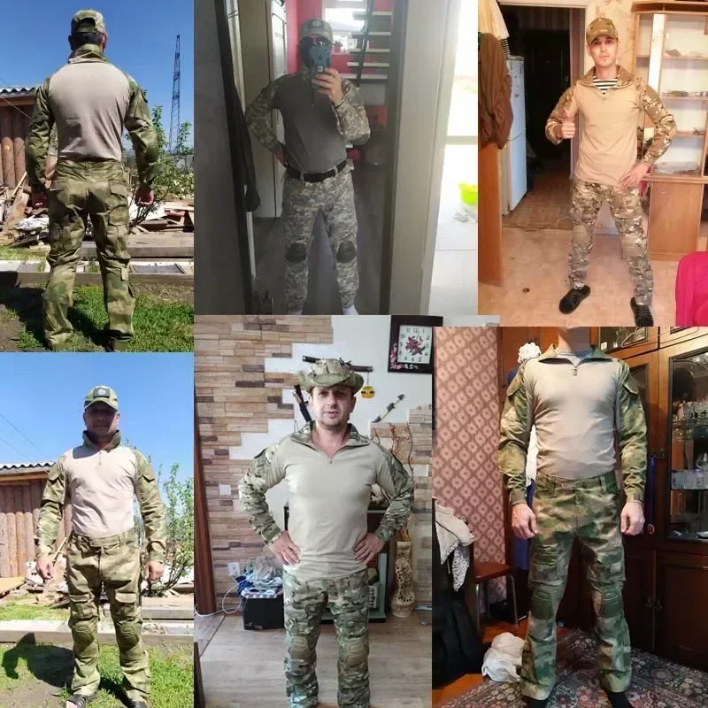 Pantalones tácticos camuflaje cargo con rodilleras y bolsillos - imagen 5