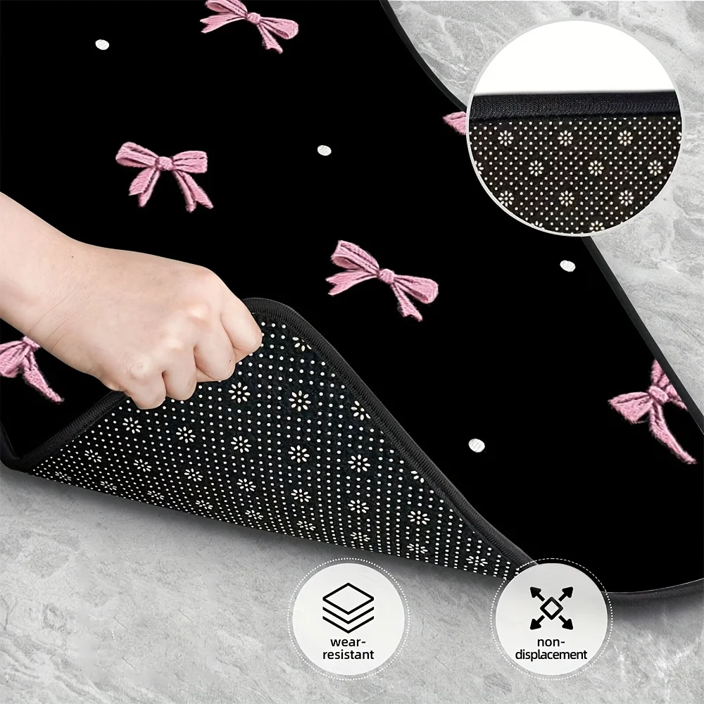 4pcs Vehicle Floor Mats Adorned With Pink Bow Polka Motif, Compatible With Sedans Or Crossovers, Presenting Easy Maintenance Ben