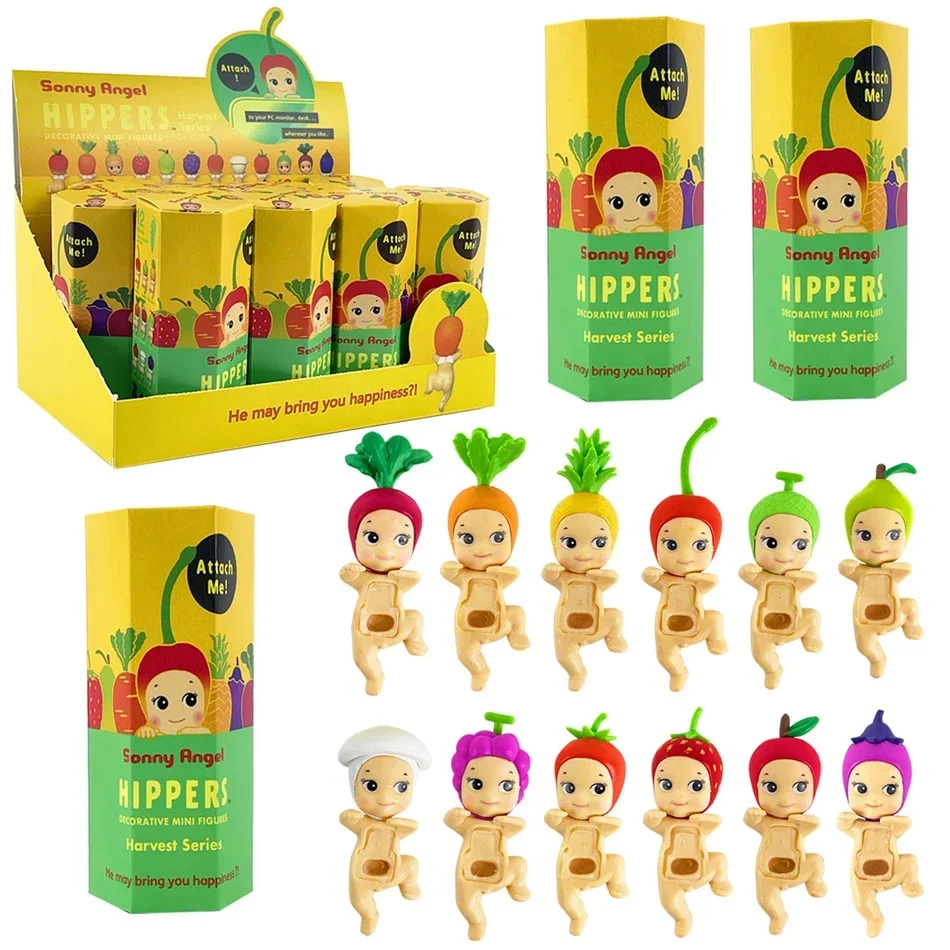 Boa qualidade sonny caixa cega anjo colheita série frutas e vegetais anime figuras ornamentos bonecas crianças presente aleatório 12 pçs