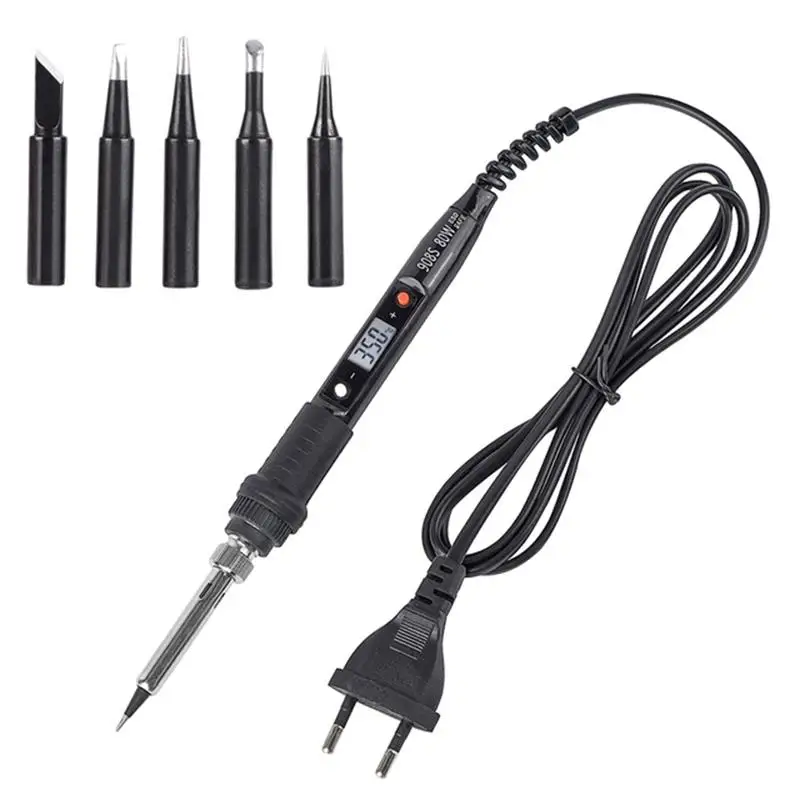 JCDElectric Soldering Iron Adjustable Temperature Digital Display Electronic Welding Repair Tools With 5pcs Solder Tin Iron Tips