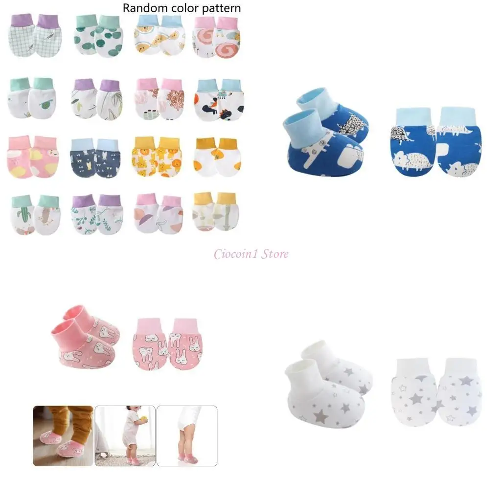 

Y1ub 2 штуки новорожденных рукавицы и пинетки, установленные для предотвращения царапин на чувствительной коже уютные дышащие и