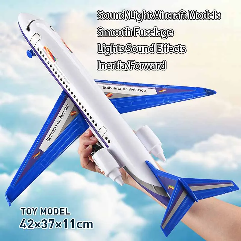 42cm Children Electric Aircraft Toys With Lights / Music Large Realistic Aircraft Model Simulation Airliner Inertia Toy Boy Gift