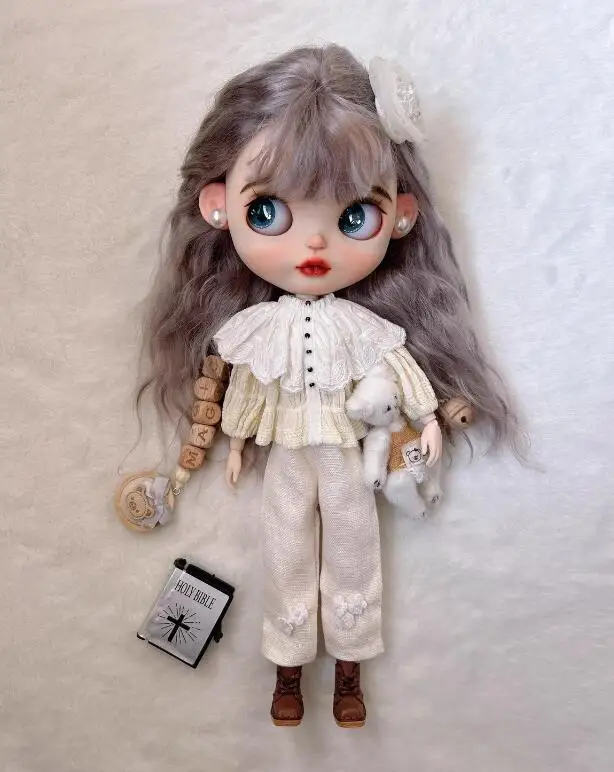 2024 Forest style white 2pcs Blythe clothes blythe doll outfit Top/pant 1/6 30cm BJD anime girl (Fit for Pullip,Ob24, Licca)