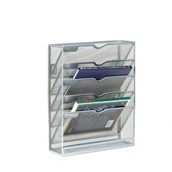 5 Pockets Mesh Wall File Holder Office Hanging File Folder File Organizer Vertical Holder Rack for Office Home
