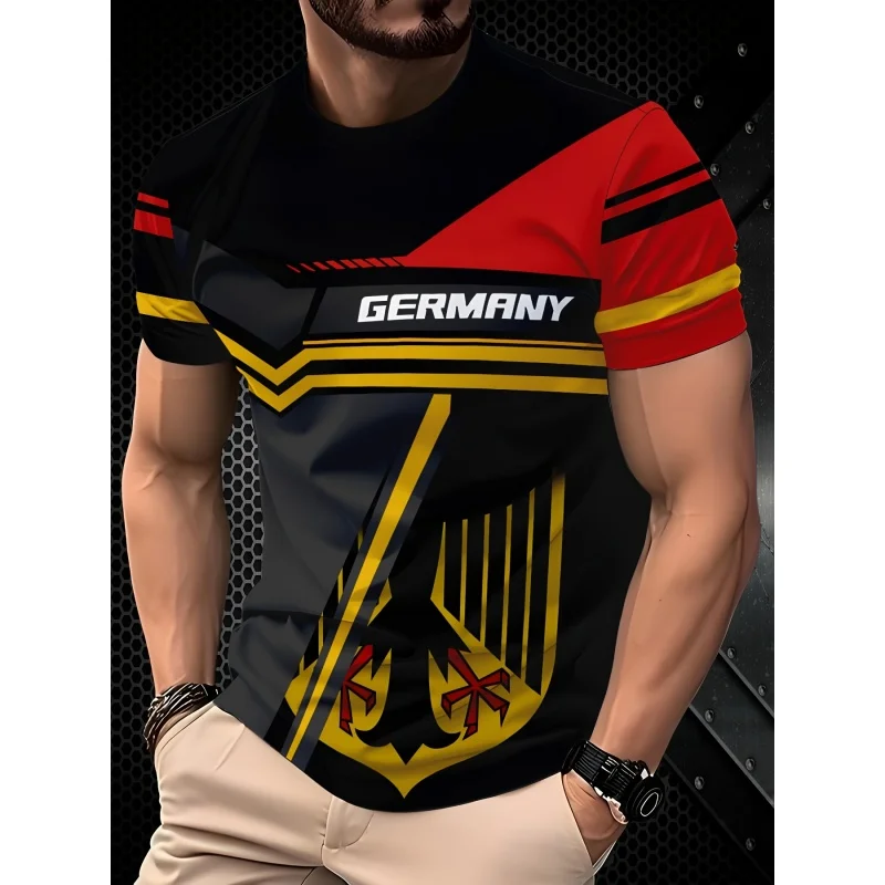 Germany Flag Jerseys T-Shirt For Men German National Emblem 3D Print Tee Loose O-Neck Tops Sports Uniforms Short Sleeve T Shirts