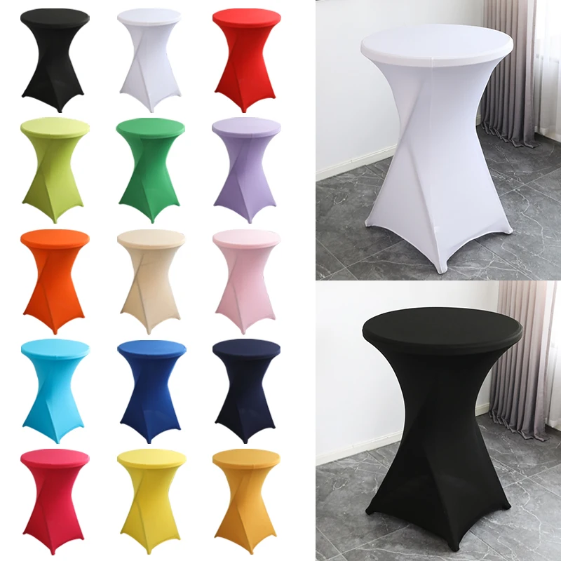 1pcs Dry Cocktail Spandex Table Covers For Wedding Decor Lycra Bistro Event Party Increase Thickening Tablecloth