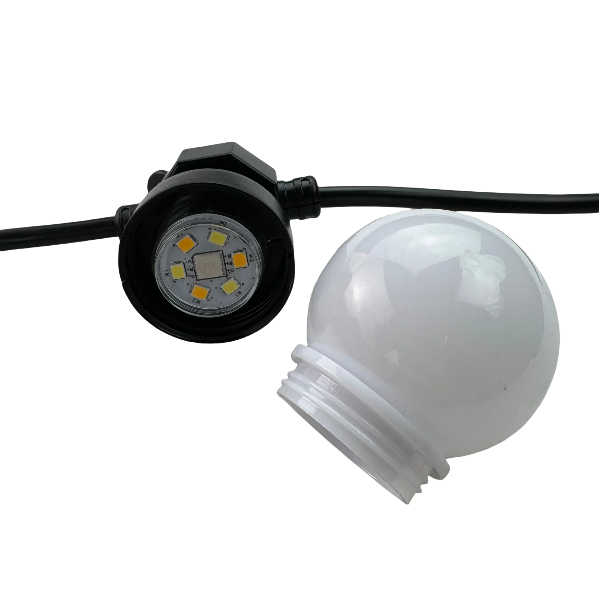 30 بكسل/سلسلة 5 سنتيمتر ثلاثية الأبعاد بكسل قابل للعنونة لمبة ميلكي غلوب DC12V/24 فولت IP68 RGB RGBW كامل اللون RGB/RGBW/RGBCCT 3 الأساسية سلك أسود